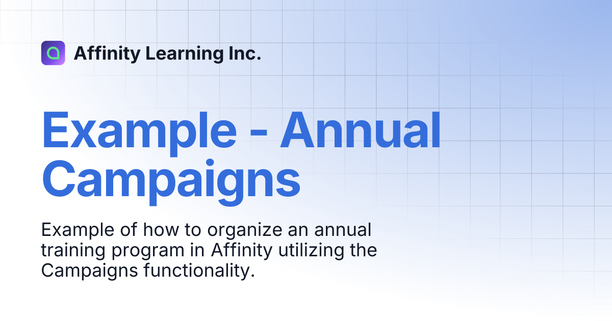Example - Annual Campaigns | Affinity Learning Inc.